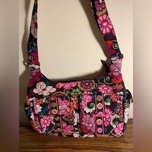 Vera Bradley Cargo Sling Brown and Pink Floral